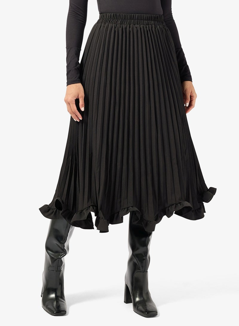 ELLA Pleated Skirt Wirh Ruffle Hem - Image 1